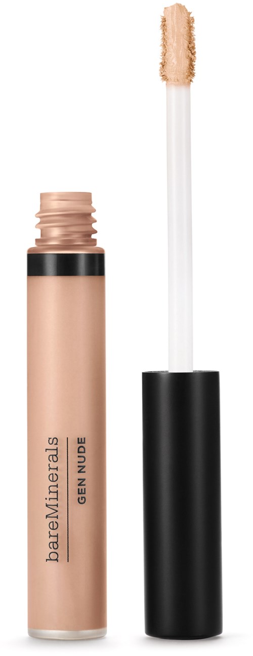 Beige nestemäinen peiteaine putkilossa, musta korkki ja applikaattori. Bourjois logo näkyvissä.