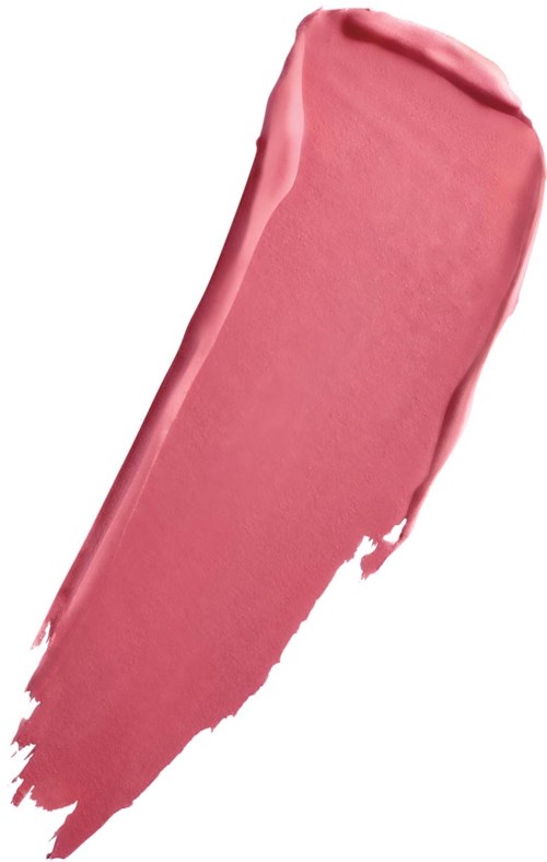Pink lipstick smear or brush stroke on a white background.