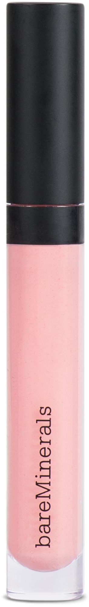 Ett rosa läppglansrör med svart lock, märkt BareMinerals.