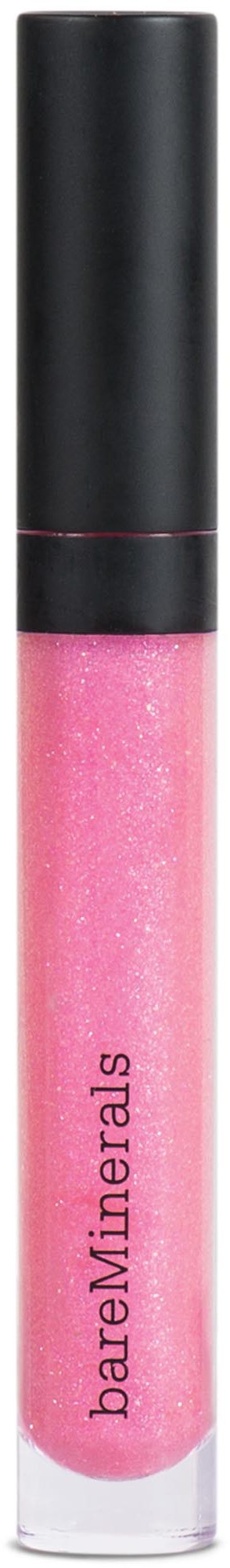 Läppglans i rosa med glitter i ett genomskinligt handtag med svart lock, märkt BareMinerals.
