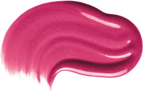 En rosa, glitterig, krämig substans formad som ett penseldrag eller våg.