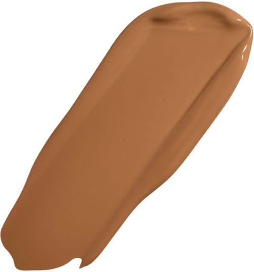 En stribe af brun creme, glat og skinnende, med let buede kanter.