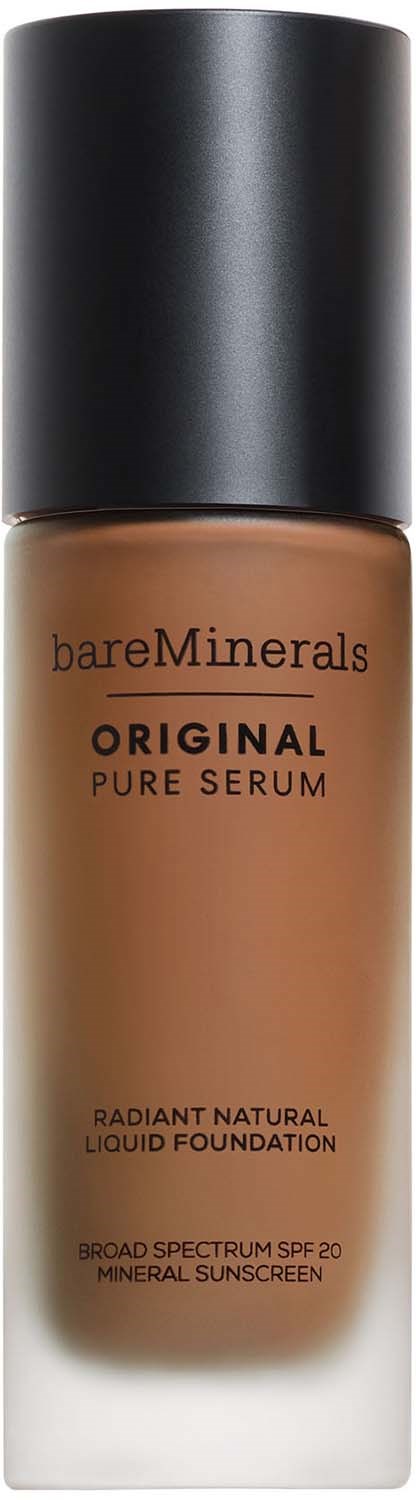 Flaske af bareMinerals flydende foundation med SPF 20 og naturlig finish.
