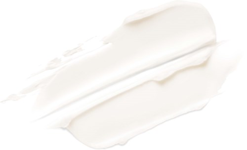 Eine weiße Creme oder Lotion auf schwarzem Untergrund. Glatte und cremige Textur sichtbar.