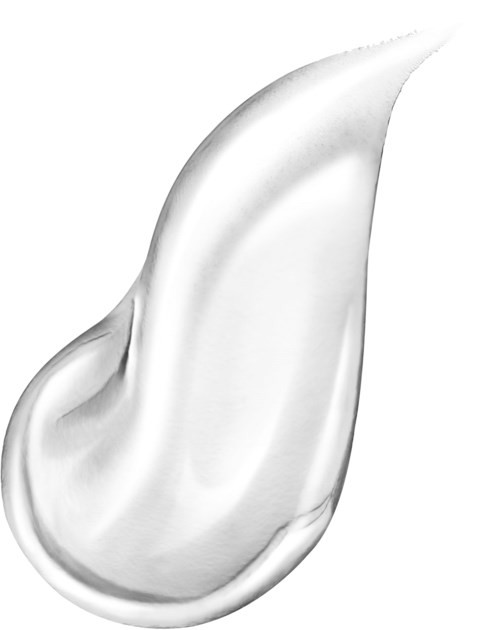 A shiny, smooth dollop of white cream or lotion on a white background.