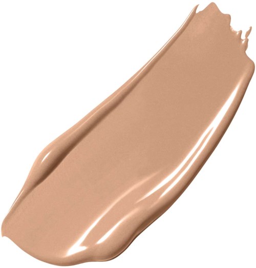 En prøve af beige eller lysbrun makeup med cremet konsistens og glansfuld finish.