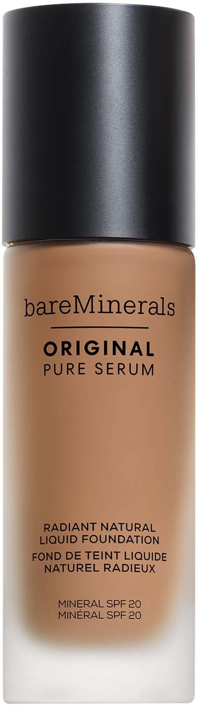 En flaske af bareMinerals Original Pure Serum flydende foundation med SPF 20 og naturlig glød.