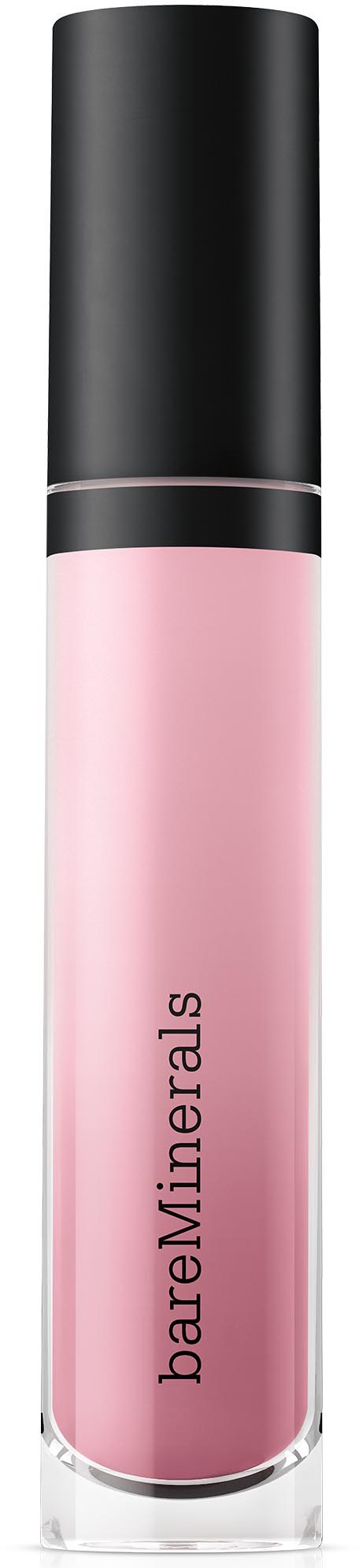 A tube with pink liquid and black cap, labeled BareMinerals.