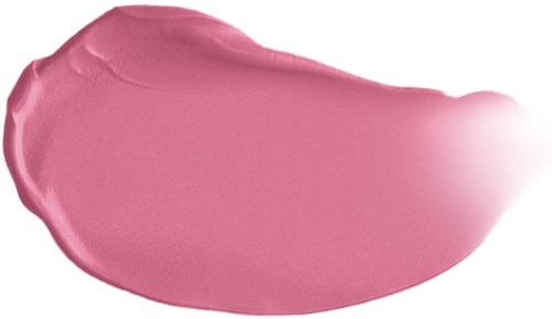 A smear of pink lipstick or makeup product on a white background.