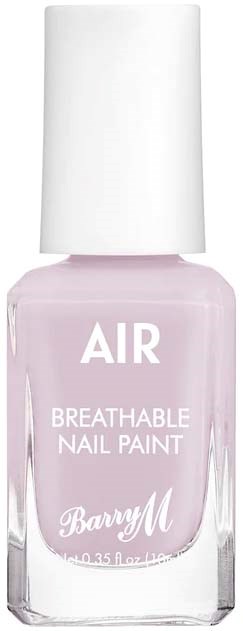 A light pink nail polish bottle with a white cap, labeled "AIR BREATHABLE NAIL PAINT" and the brand "Barry M."