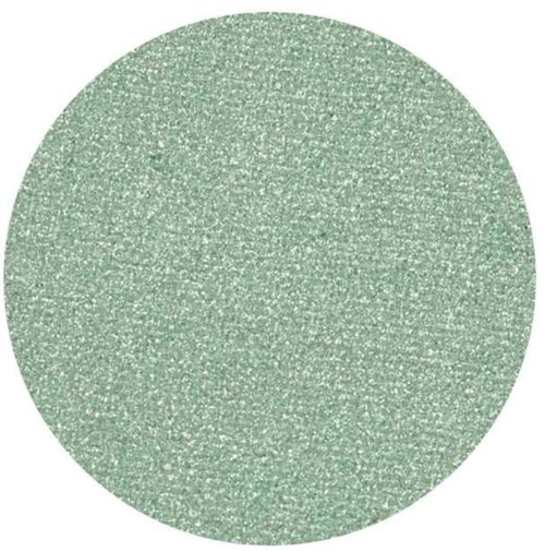 En stor, rund, glittrig grön cirkel med en texturerad yta.