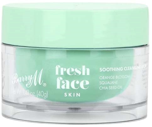 En burk med Fresh Face Skin lugnande rengöring med apelsinblomma, squalane och chiafröolja.
