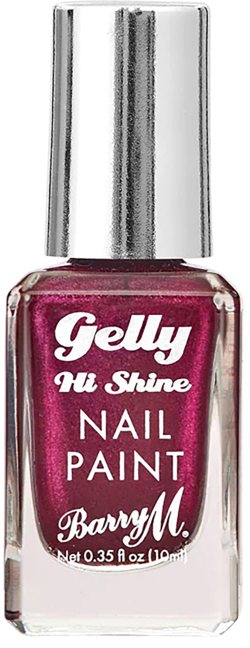 En liten flaska rosa nagellack märkt 'Gelly hi Shine' av Barry M.