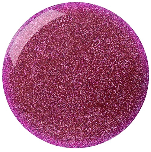 Ett runt, glittrigt föremål täckt med rosa och lila glitter. Det ser glittrigt och slätt ut.