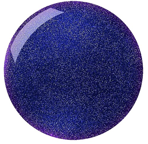 En rund, glänsande, lila boll med glittrig yta. Den reflekterar ljus och ser glittrande ut.