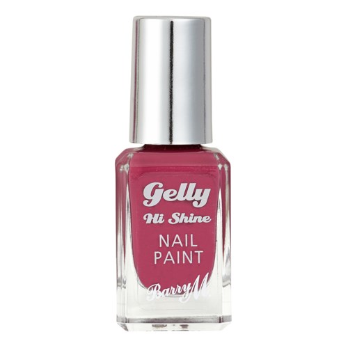Ljusrosa nagellackflaska med silverlock, märkt Gelly Ni Shine Nail Paint av Barry M.