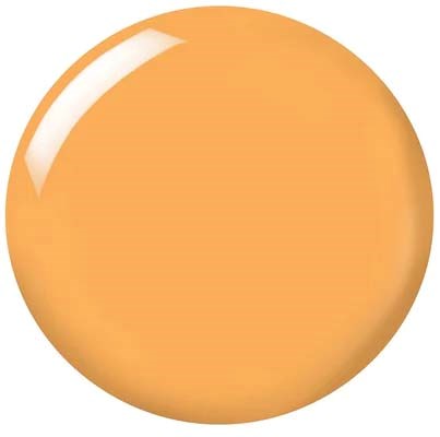 En stor, orange, glansig boll med ett vitt reflekterat ljus ovanpå.