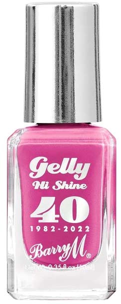 Ljust rosa nagellacksflaska med silverlock, firar Barry M:s 40-årsjubileum 1982-2022.