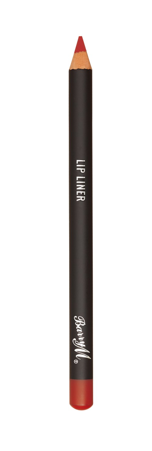En svart läppstiftspenna med röd topp och texten "LIP LINER" och "Beautiful" på.