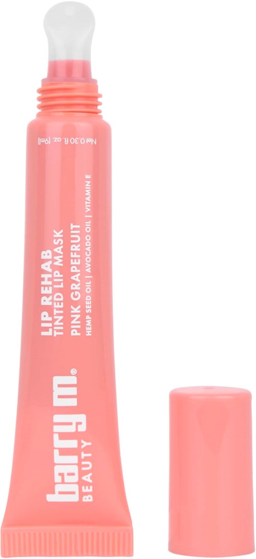Pinkki huulivahan puteli, jossa on kannen kansi ja teksti 'be you. BEAUTY' ja 'LIP REPAIR'.
