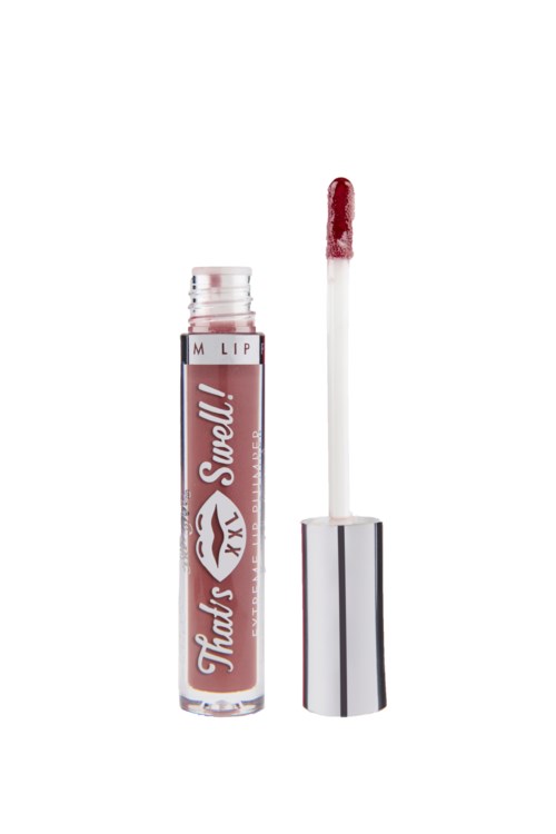 A lip gloss tube with a wand showing red lip gloss, labeled 'That's Swell!!'.