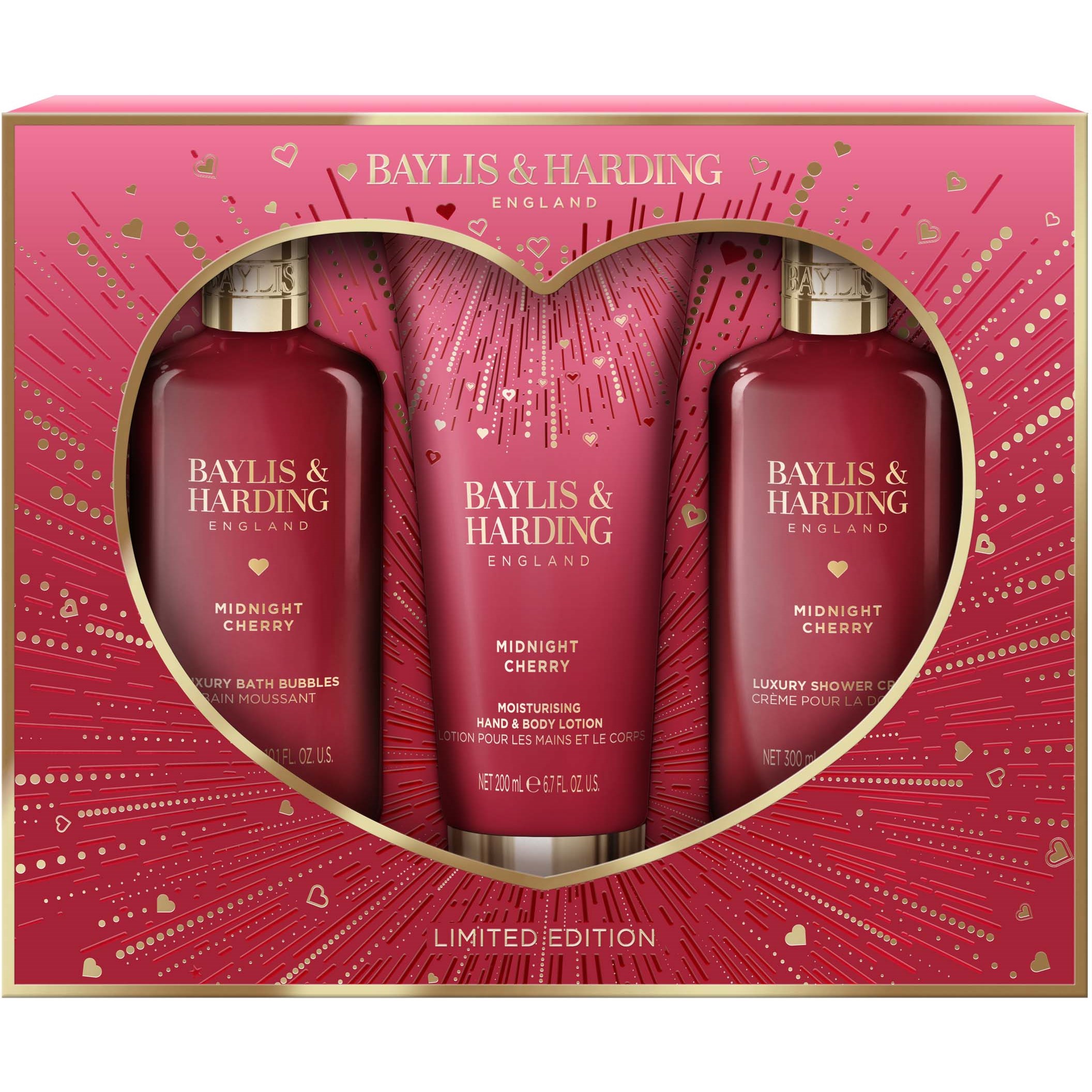 Baylis & Harding Midnight Cherry Luxury Body Trio Gift Set