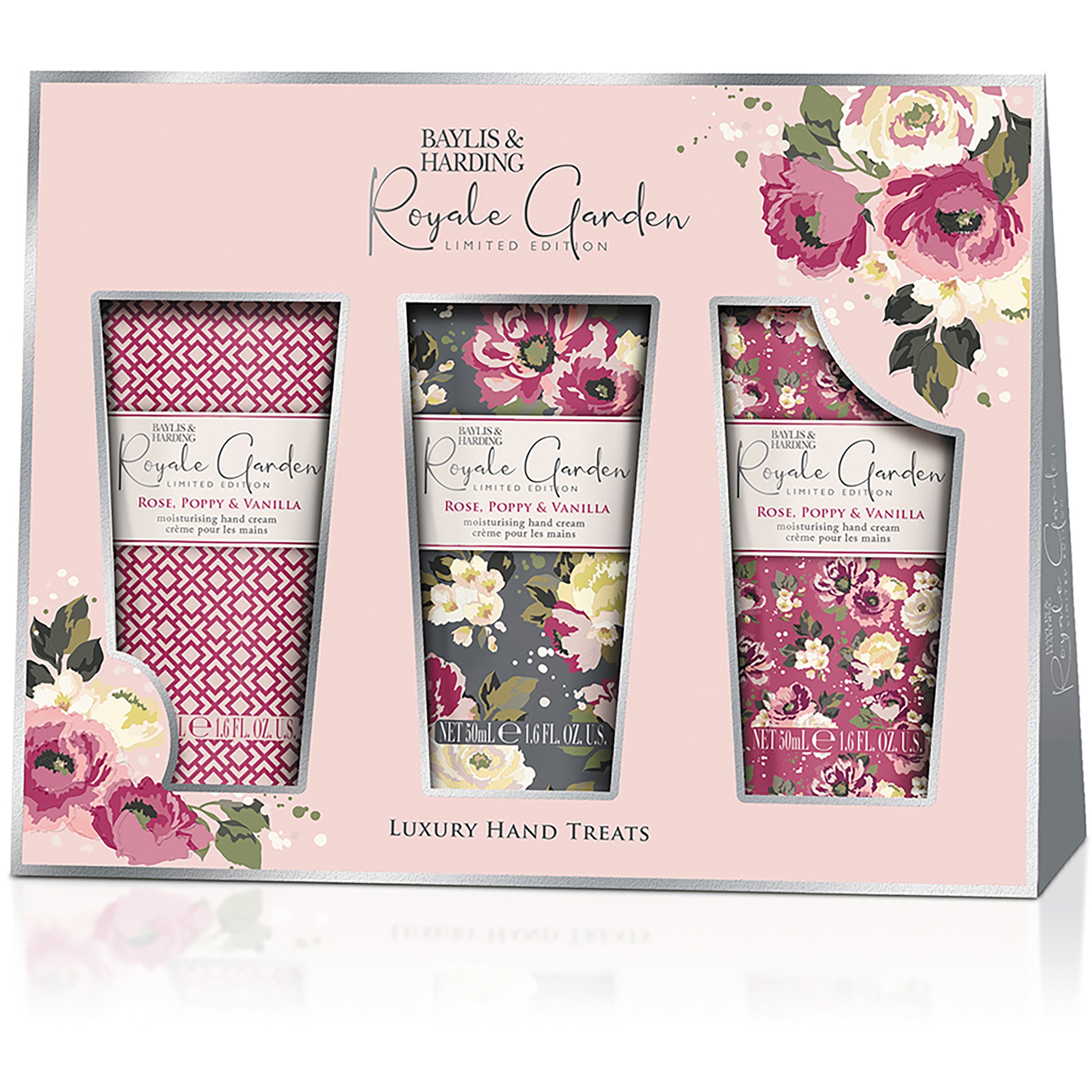 Baylis & Harding Royale Garden Rose, Poppy & Vanilla 3 Hand Cream Set