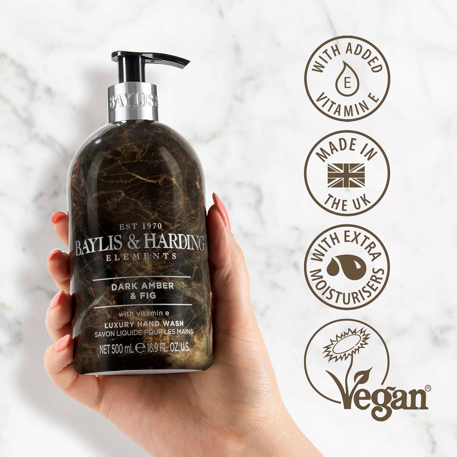 Baylis & Harding Elements Dark Amber & Fig Hand Wash 500ml - Mydło do (obrázok 3)