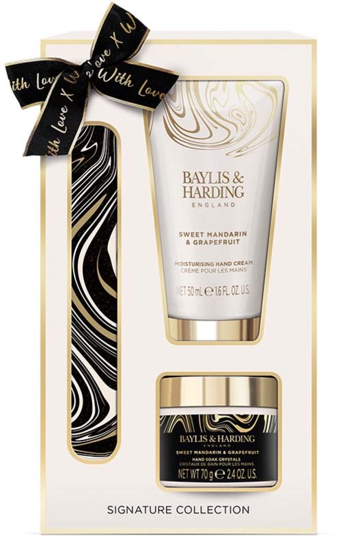 Baylis & Harding Sweet Mandarin & Grapefruit Luxus-Hausschuh-Geschenkset – Vegan, Mit Fußbad, Lotion & Weichen Pantoffeln