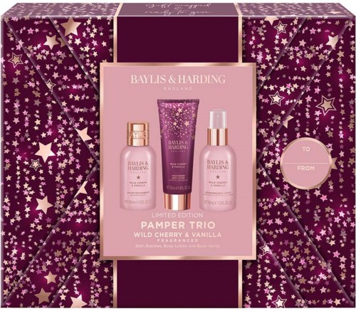 Baylis & Harding Wild Cherry & Vanilla Gift Wrapped Pamper Trio Gift Set