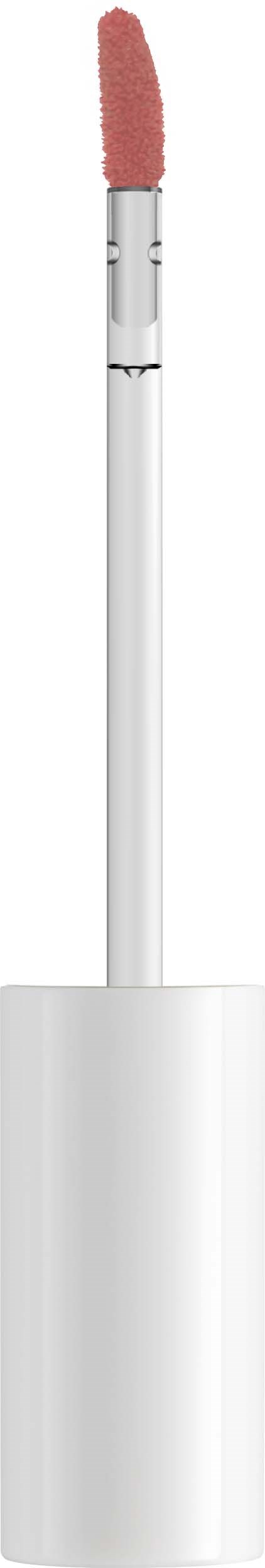 Een make-upapplicator met roze spons op een witte stok in een witte behuizing.