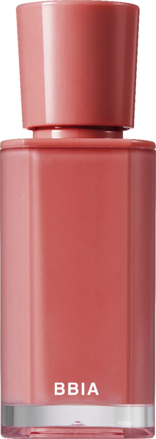 En rosa nagellacksflaska med enkel rektangulär form och matchande lock.