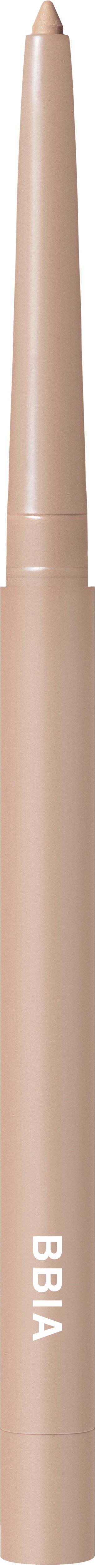 Beige kynä, jossa on kansi ja merkintä BIBA, seisoo pystysuorassa.