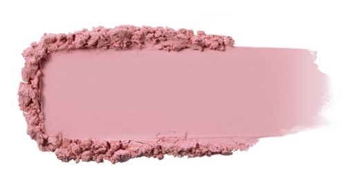Pink makeup powder is spread in a rectangular shape on a white background.