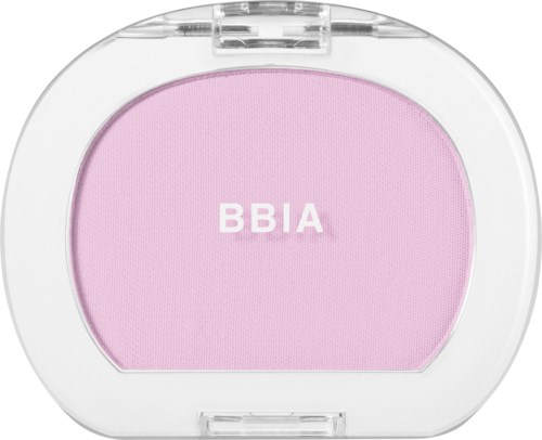 Pink blush in a round container with a clear lid, labeled BBIA.