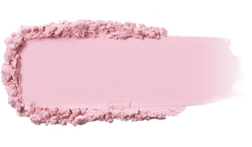 Pink makeup powder wiped across a white background. The powder is in a rough shape with uneven edges.