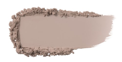 A streak of beige powder with rough edges on a black background, with a smooth rectangle in the middle.
