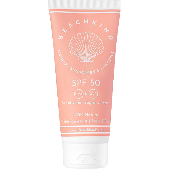 Läs mer om Beachkind Natural sunscreen sensitive fragrance free SPF50 50 ml