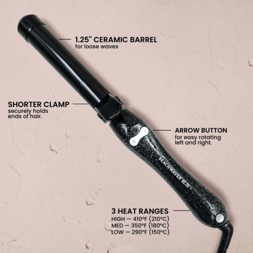 Плойка Beachwaver B1.25 Black Glitter с автоматическим вращением, 1,25 дюйма — фото 7