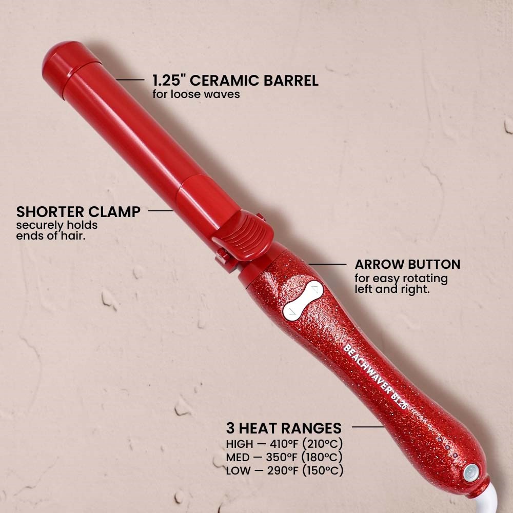 Beachwaver B1.25 Red Glitter- 1.25 Inch Curling Iron (obrázok 8)