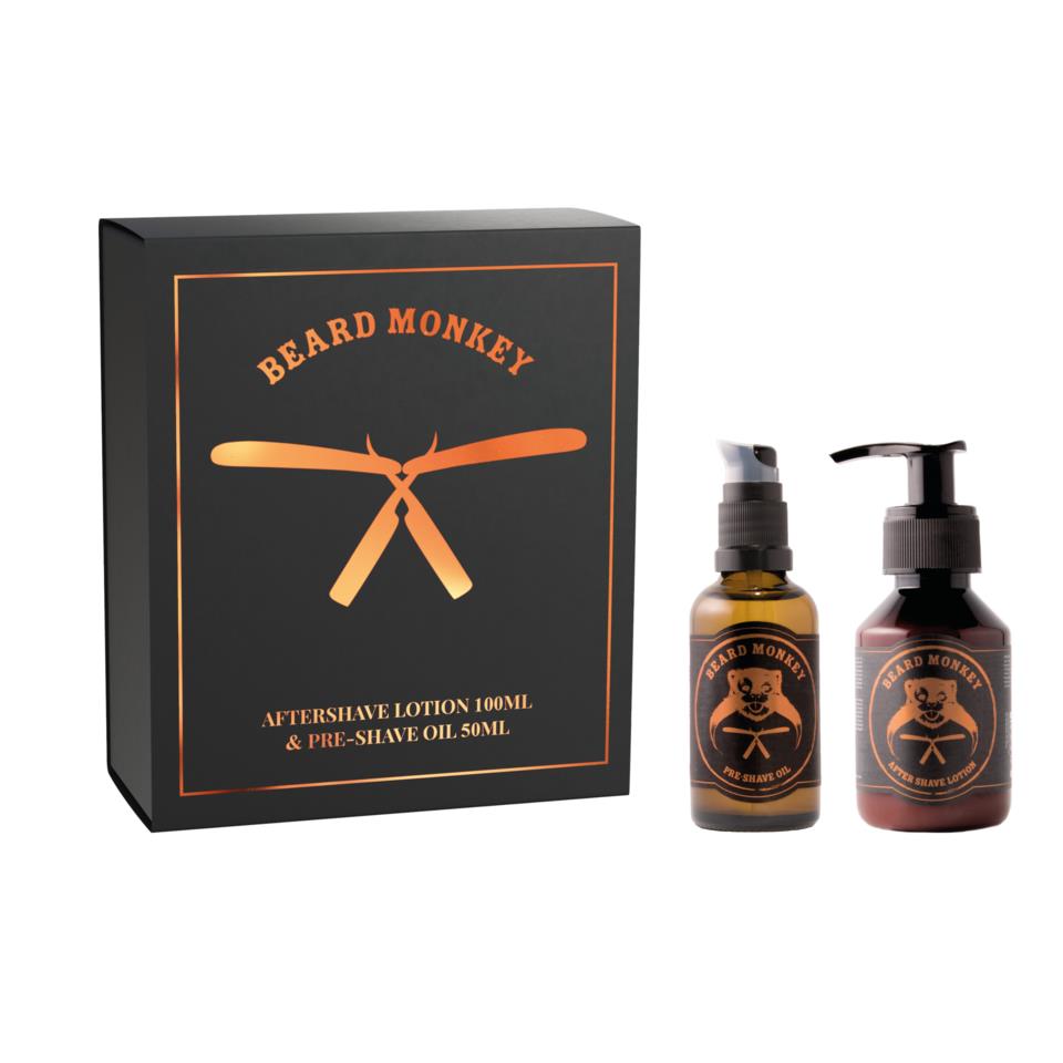 Beard Monkey Giftset  Shave 2020- Shave  Aftershave lotion & Pre-shave oil 