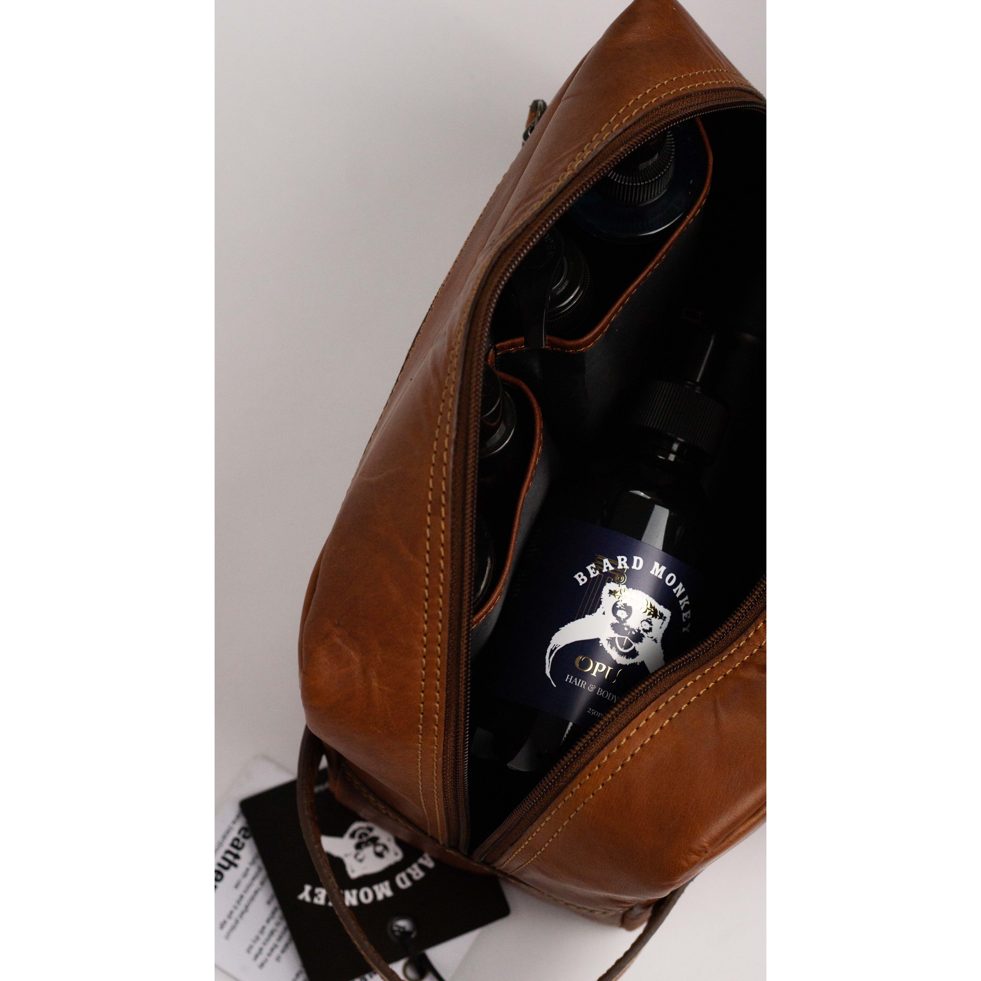 Beard Monkey Toiletry Bag Leather Brandy (obrázok 3)