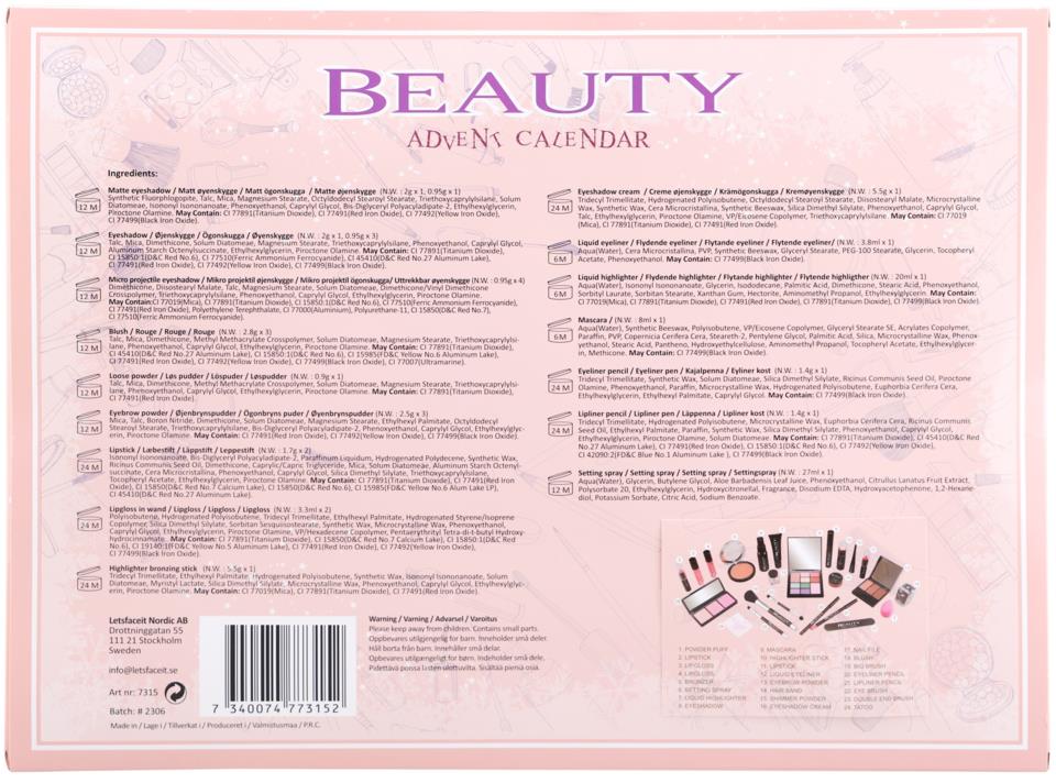 Beauty Advent Calendar Beauty Girl Calendar Large