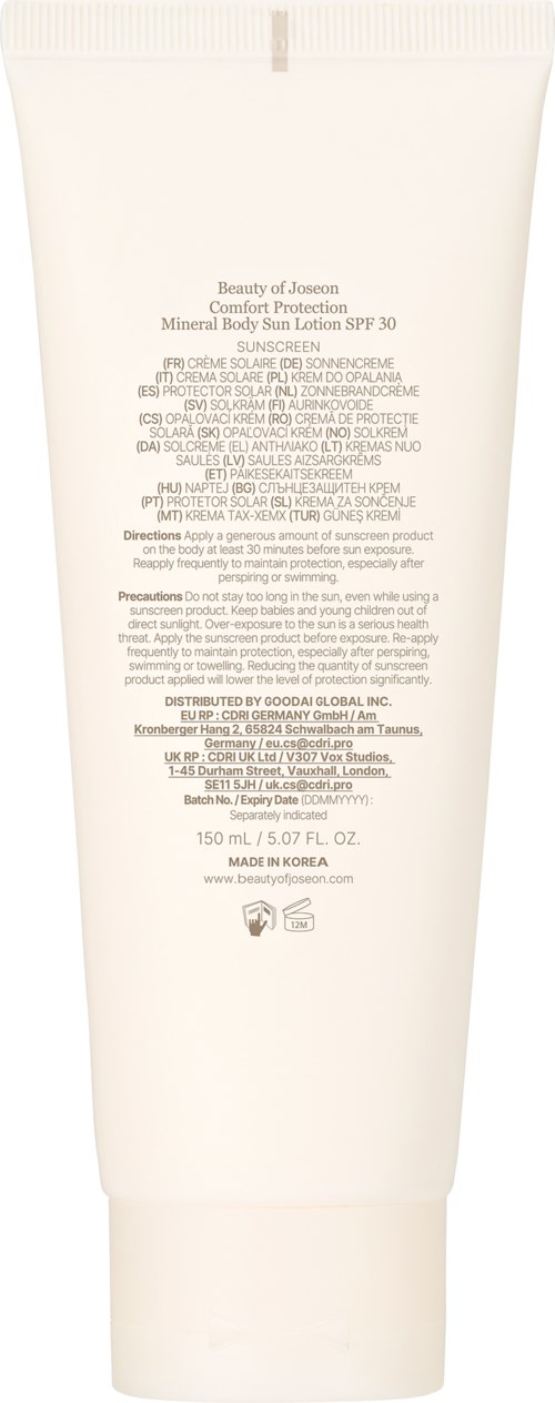 Beauty of Joseon Comfort Protection Mineral Body Sun Lotion SPF30 Face & Body 150 ml
