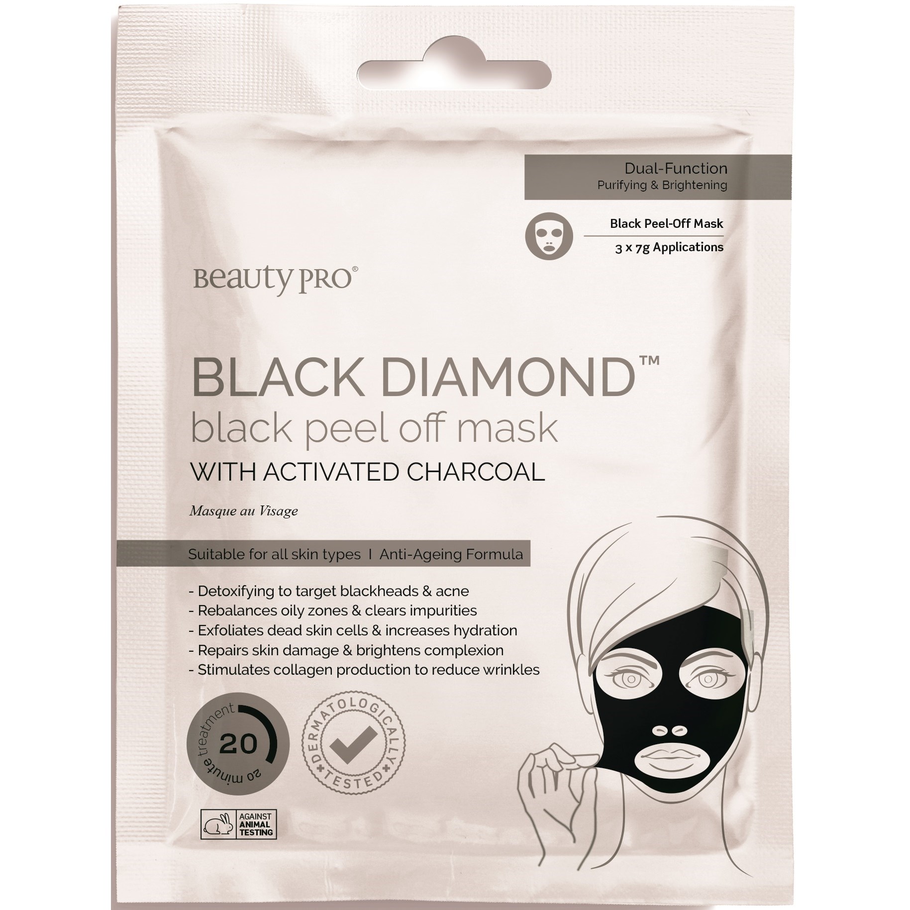 Läs mer om Beauty PRO Black Diamond Black Peel-Off Mask With Activated Charcoal