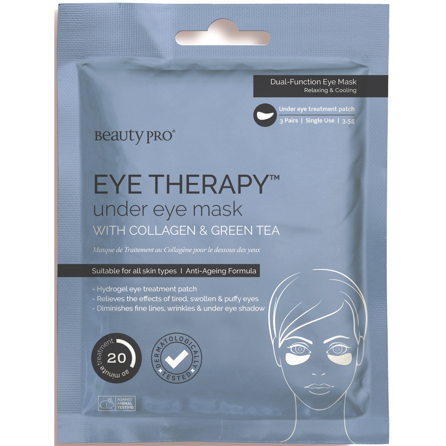 Bilde av Beauty Pro Eye Therapy Under Eye Mask With Collagen & Green Tea