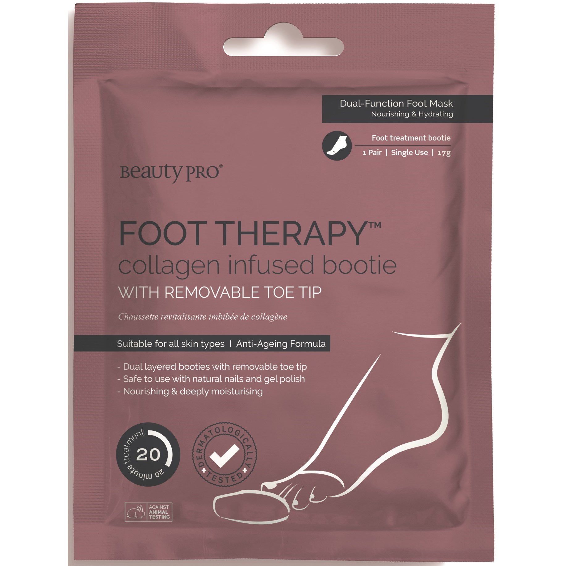Läs mer om Beauty PRO Foot Therapy Collagen Infused Bootie With Removable Toe Tip