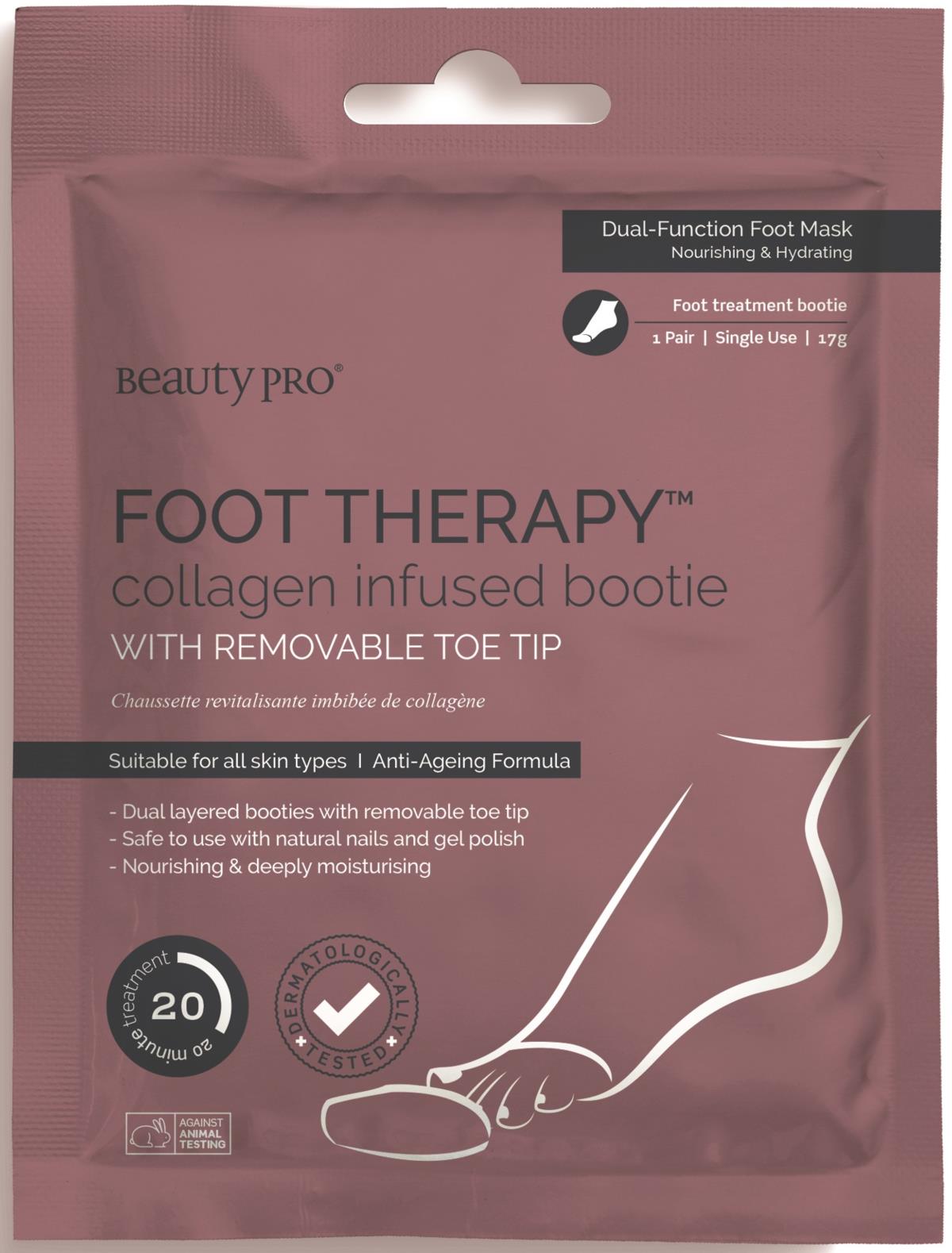 Beauty PRO Foot Therapy Collagen Infused Bootie With Removable Toe Tip