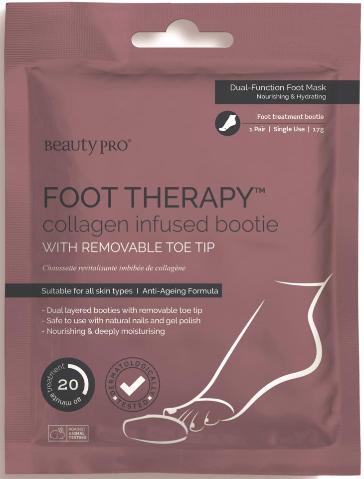 Beauty PRO Foot Therapy Collagen Infused Bootie With Removable Toe Tip