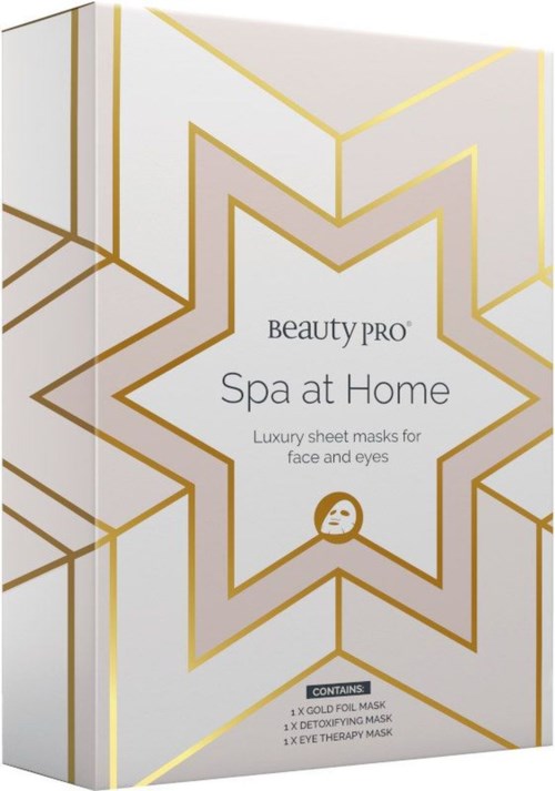 Lyxiga arkmasker för ansikte och ögon i stjärnformad förpackning från Beauty Pro, kallad Spa at Home.